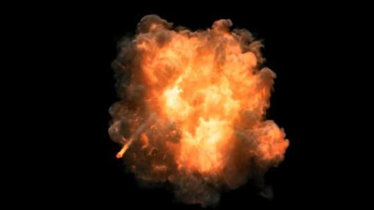 空难空中爆炸火团火球火焰黑屏抠像特效视频素材