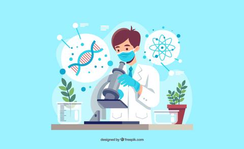 使用显微镜的科学家