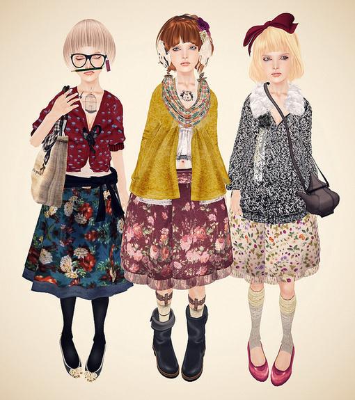 搭配,可爱,萌,潮流,服装,闺蜜,女孩,fashion,手绘,时尚,素材,复古,图片