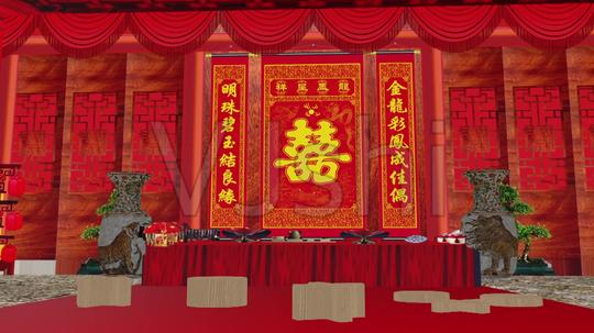 3d中式婚礼礼堂视频背景素材