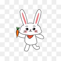 卡通动物拿着萝卜的兔子
