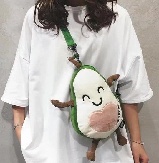 网红抖音少女毛绒玩具牛油果包学生单肩包ins斜挎小包包街拍菠萝