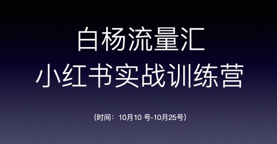 新知达人,白杨seo:白杨流量汇第三期小红书实战训练营开始报名!【前30优惠】