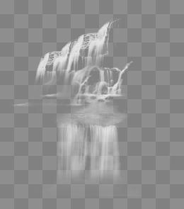 瀑布流水免抠透明素材