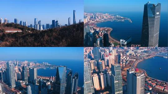2021青岛海岸线航拍城市风光航拍素材