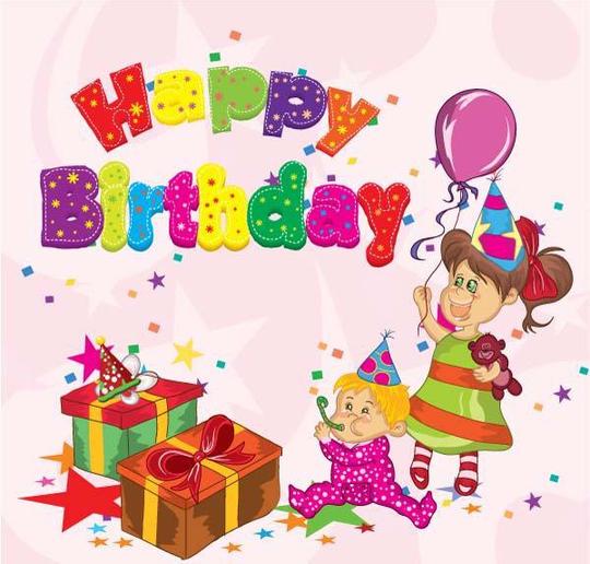素材下载,过生日的卡通女孩模板下载,生日快乐,卡通男孩,生日礼物