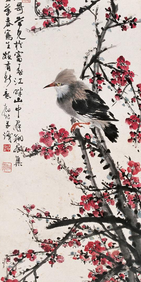 #海上画派#【陆抑非《花鸟图》】陆先生的画，清绝秀巧，生意盎然，他是下笔成珍，挥毫可