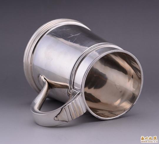 约570克英国925银素美啤酒杯/水杯全品西洋古董银器