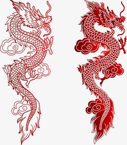 精致红色的龙矢量素材