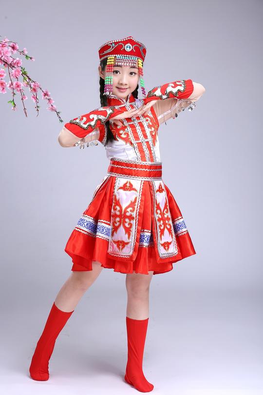 新款蒙古舞蹈演出服女成人蒙族幼儿园草原儿童创意头饰藏族男女模板