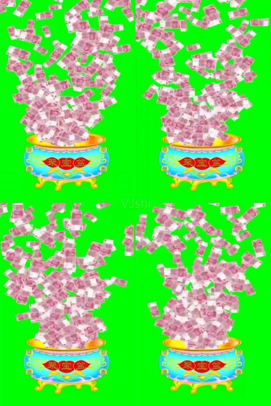 聚宝盆钱粒子绿布素材_720x1280_高清视频素材下载(:)