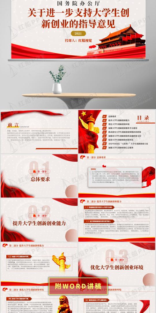 关于进一步支持大学生创新创业的指导意见ppt课件