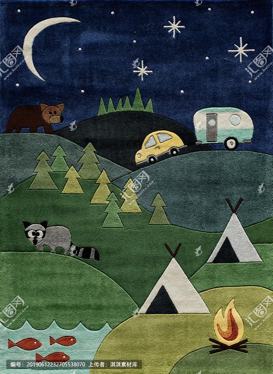 《卡通素材》深夜卡通地毯设计