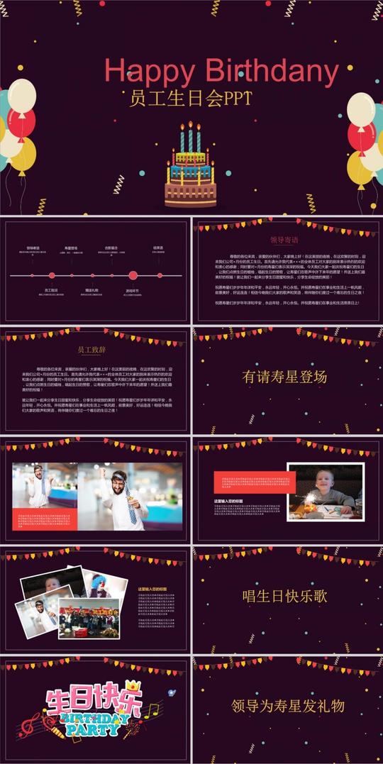 生日快乐动态ppt模板员工庆祝电子相册生贺卡照片纪念相模板素材(3)