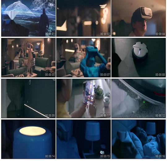 vr智能家居扫地机器人虚拟科技信息投影全息实拍视频素材