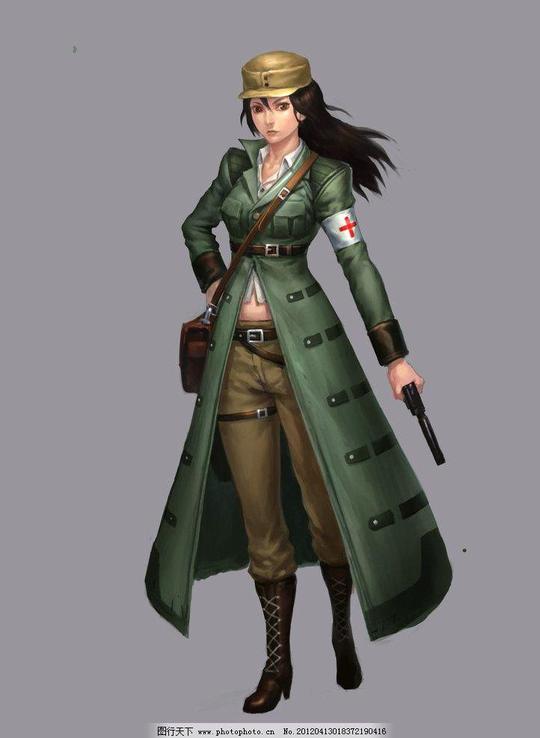 医务兵美女抗战游戏原画人物素材动漫动画现代类