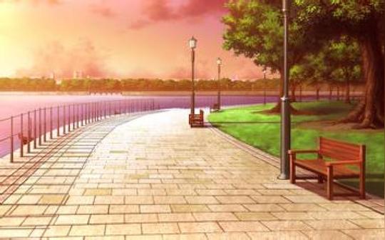 场景路边插画素材背景橙光二次元意境街道夕阳