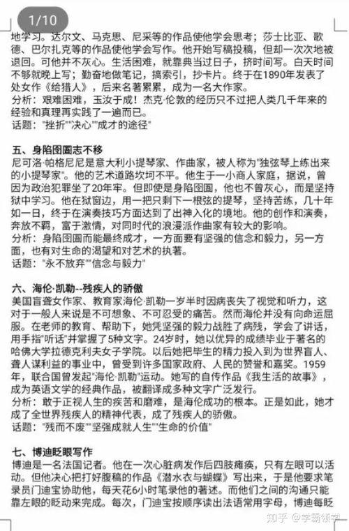 高考语文作文议论文人物事迹素材