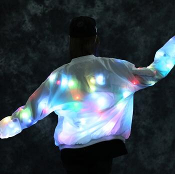 抖音同款bulingbuling发光外套蹦迪服夜光荧光衣服led