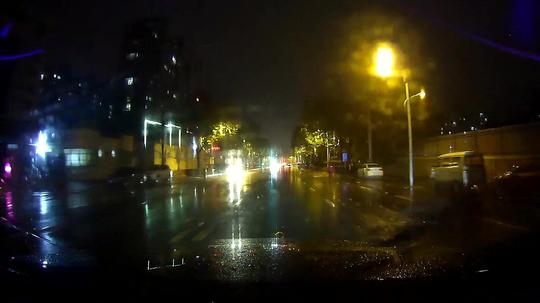 秋天雨天夜晚驾车地面落叶路灯_1920x1080_高清视频