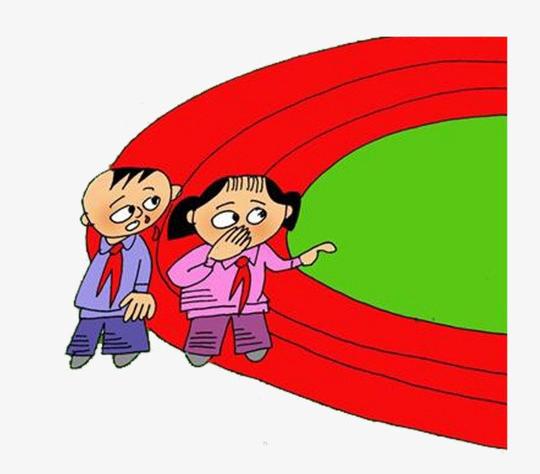红色粉色绿色蓝色操场篮球操场儿童嬉戏素材手绘卡通捂鼻子