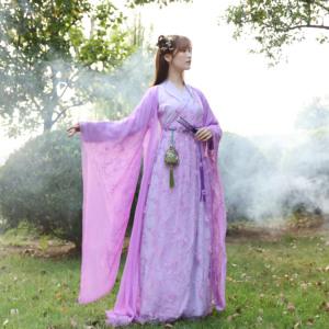 古装女汉服襦裙仙女紫色清新淡雅仙气古风大广袖古筝演出服装秋季