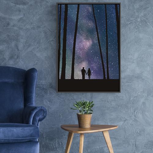 沙发后面的挂画客厅艺术画北欧餐厅竖版风景壁画墙画星空下的恋人