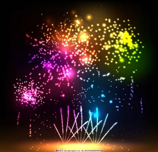 烟花彩色烟火节日庆祝新年背景矢量图花纹底纹烟花素材
