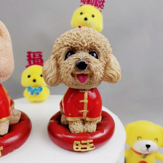 蛋糕装饰富贵狗生肖小狗装扮摆件旺财狗宝宝百天派对生日宴摆台用
