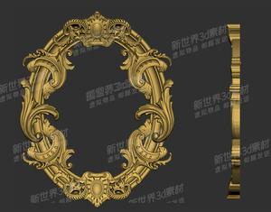 欧式洋花椭圆浮雕边框相框镜框3d平雕模型stl三维立体图obj精雕图