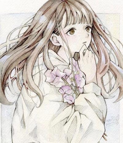 人物黑白动漫素材插画绘画线稿手绘女生男生长发短发转载二次元