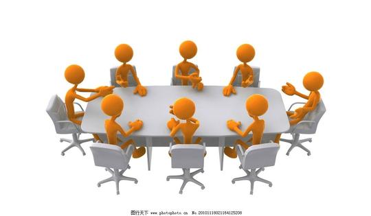 3d人物金色人物办公桌开会会议高清图片可爱小人三维人物