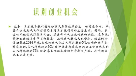 中医养生美容院创业计划书ppt