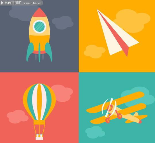 卡通飞行器矢量图片