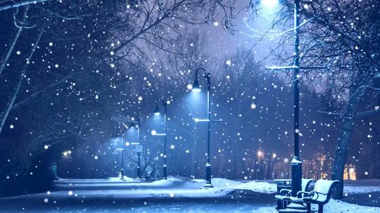 夜晚街道下雪场景_1920x1080_高清视频素材下载(编号