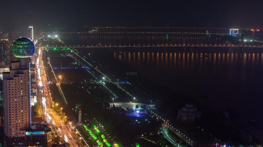 长江下游夜武汉逐格延时高清视频素材_1920x1080_高清