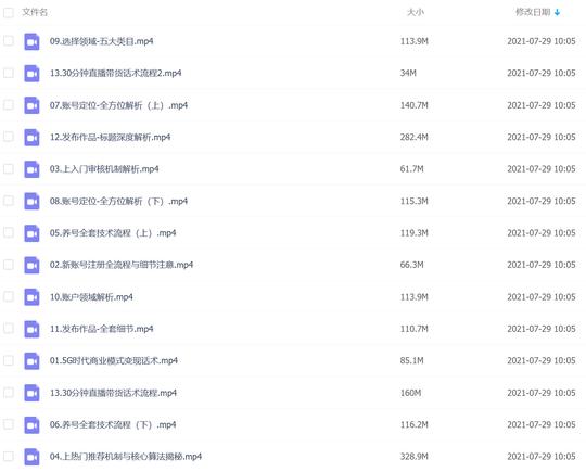短视频账号运营课程目录