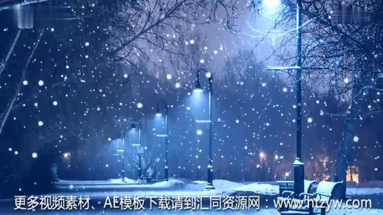 伤感下雪街景路灯唯美夜景晚会演艺舞台led大屏幕背景视频素材_0