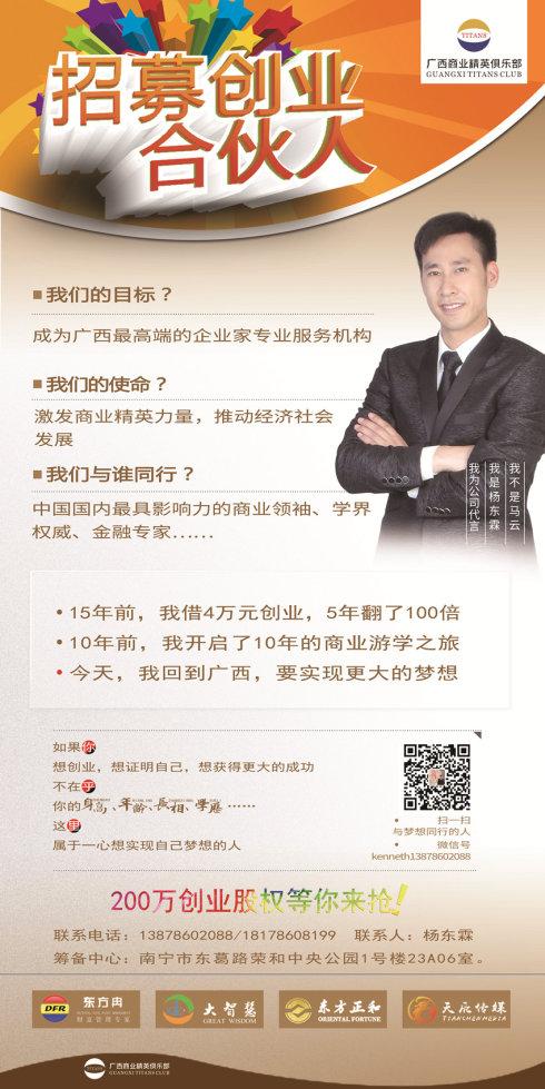 招募创业合伙人——200万创业股权等你来抢!