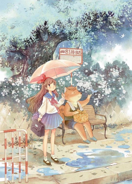 漫画图片女生唯美伤感