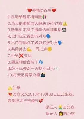 抖音恋爱协议走红:如果是你,签吗?
