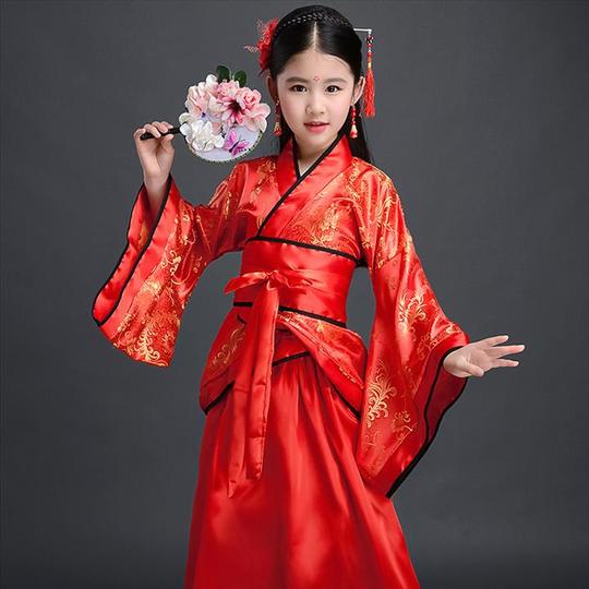 2019唐服走秀秦朝袍裙模特戏服装扮衣服古风汉服女童秋夏古典舞