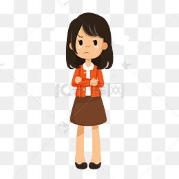 q版生气的女孩矢量素材