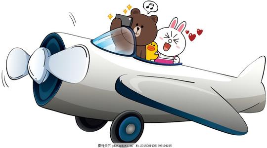 设计图库动漫卡通卡通动物line派对小飞机布朗熊可妮兔psd素材