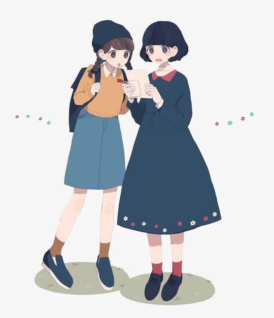 卡通闺蜜免抠素材免费下载_觅元素51yuansu.com