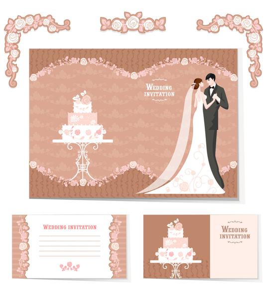 婚礼请柬贺卡模板矢量素材
