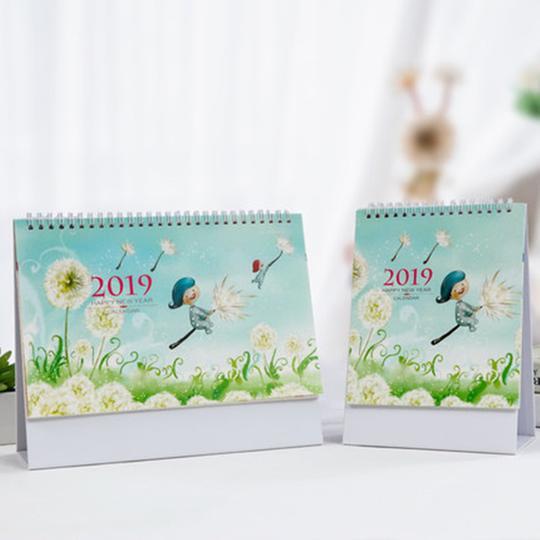 台历2019年创意简约小清新桌面摆件月历定制工作小日历翻页台历本2018