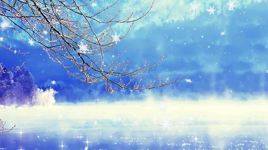4k唯美浪漫雪花飘落下雪湖景_3840x2160_高清视频素材