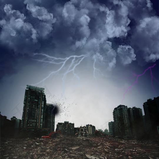 地震天空乌云灾难效果元素素材图片免费下载_高清psd
