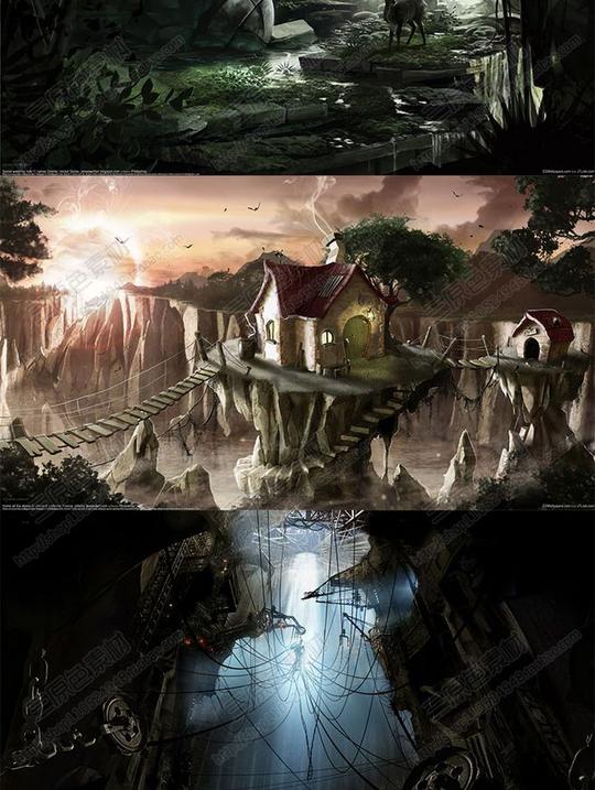 震撼【原画集】动画场景科幻氛围横版q版建筑游戏素材cg参考集